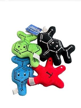 Plush Science Molecule Toy - Red, Blue, Green, Black Plush Set